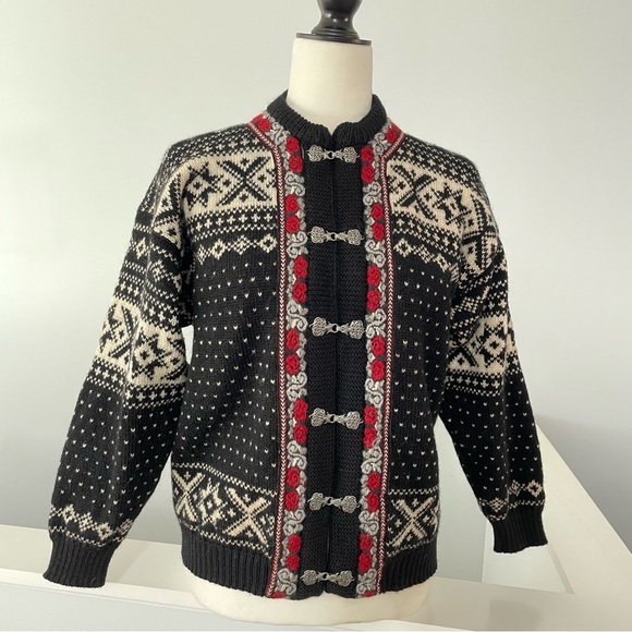 Voss Norway Fair Isle New Wool Cardigan Sweater - Picture 3 of 10